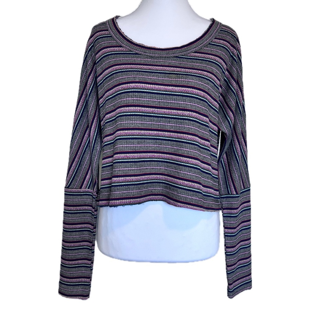 NATURAL LIFE Multicolor Striped Cropped Top Sz Small